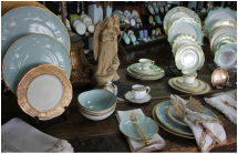 Arrangement of plates and china
